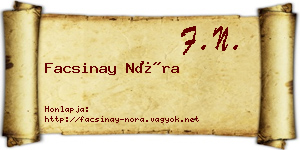Facsinay Nóra névjegykártya