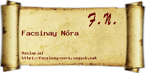 Facsinay Nóra névjegykártya